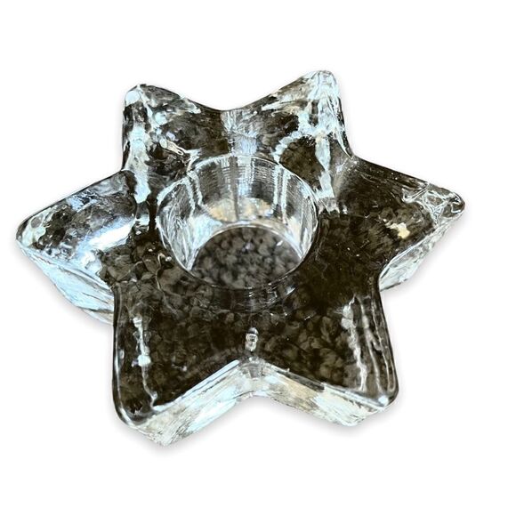 Glass Clear Tapered Candle Holder Christmas or Hanukkah - Picture 1 of 8